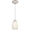 Access Lighting Sydney Inari Silk, Pendant, Brushed Steel Finish, White Stone Glass 28212-BS/WHST